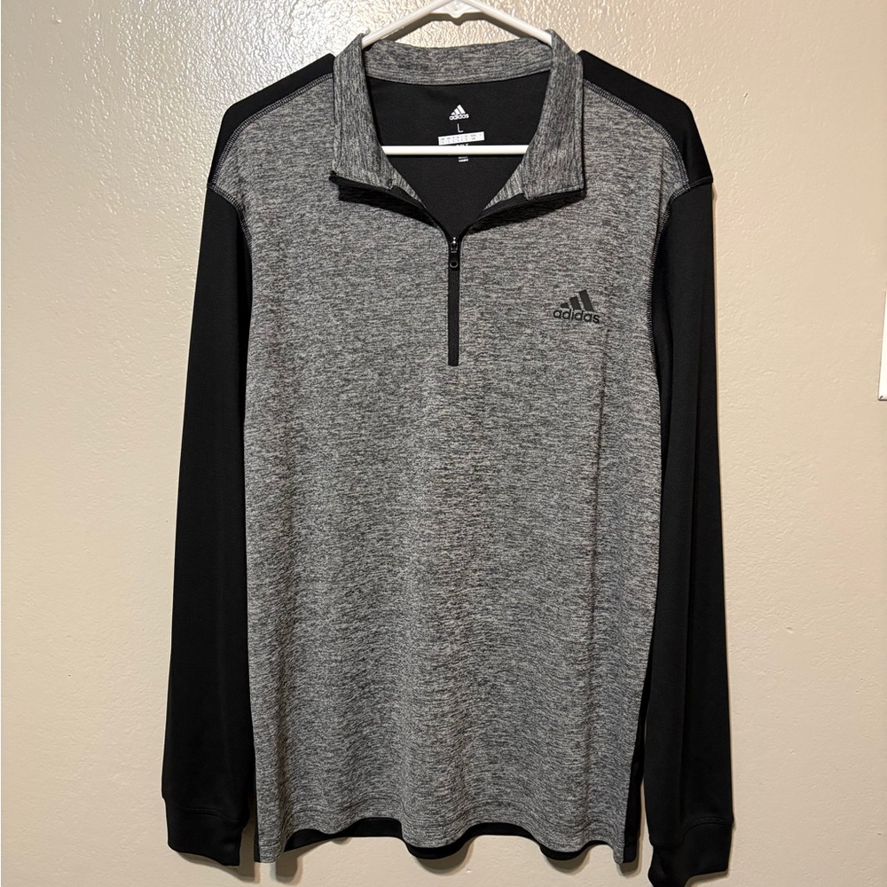 adidas Golf Gray & Black Lightweight long sleeve Quarter-Zip‎ Pullover size L